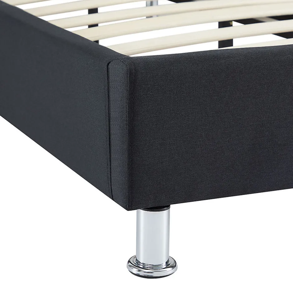 Idimex Lit futon simple NIZZA, 90 x 190 cm, avec sommier, revêtement en tissu noir Outlet