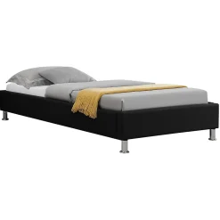 Idimex Lit futon simple NIZZA, 90 x 190 cm, avec sommier, revêtement en tissu noir Outlet