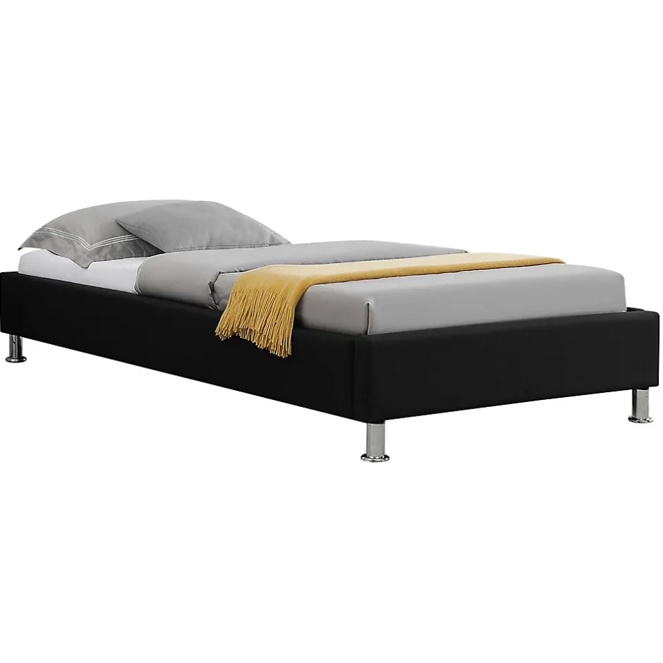 Idimex Lit futon simple NIZZA, 90 x 190 cm, avec sommier, revêtement en tissu noir Outlet