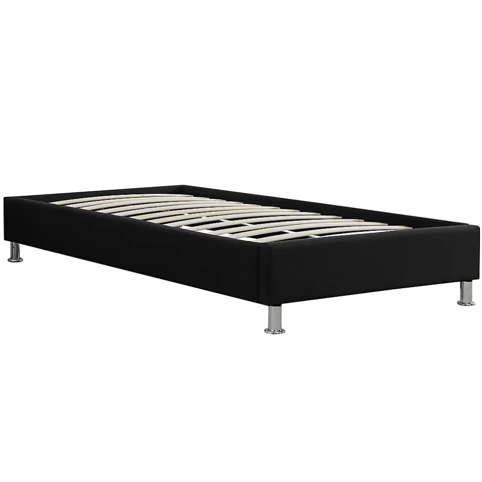 Idimex Lit futon simple NIZZA, 90 x 190 cm, avec sommier, revêtement en tissu noir Outlet