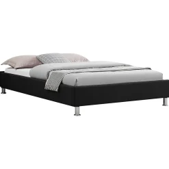 Idimex Lit futon simple NIZZA, 120 x 190 cm, avec sommier, revêtement en tissu noir Hot