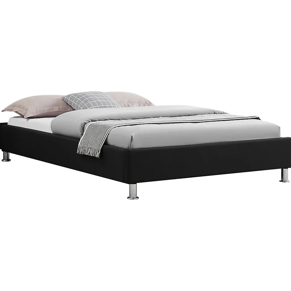 Idimex Lit futon simple NIZZA, 120 x 190 cm, avec sommier, revêtement en tissu noir Hot