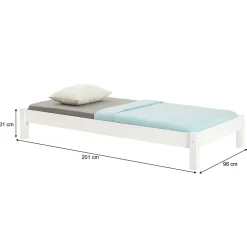 Idimex Lit futon TAIFUN, 90 x 190 cm, en pin massif lasuré blanc Online