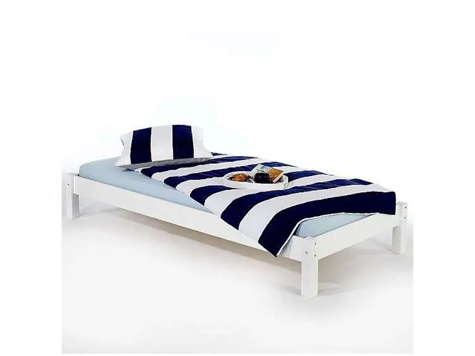 Idimex Lit futon TAIFUN, en pin massif, 90 x 200 cm, lasuré blanc Clearance