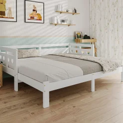 Generique Lit gigogne 90 x 200 cm - Lit Banquette avec 2e Couchage - Pin Massif et MDF - Sans Matelas - Blanc