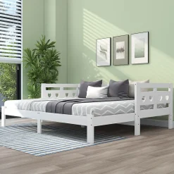 Generique Lit gigogne 90 x 200 cm - Lit Banquette avec 2e Couchage - Pin Massif et MDF - Sans Matelas - Blanc