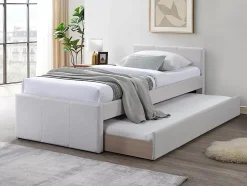 Vente-unique Lit gigogne 90 x 190 cm - Tissu - Beige - DORITALO Sale
