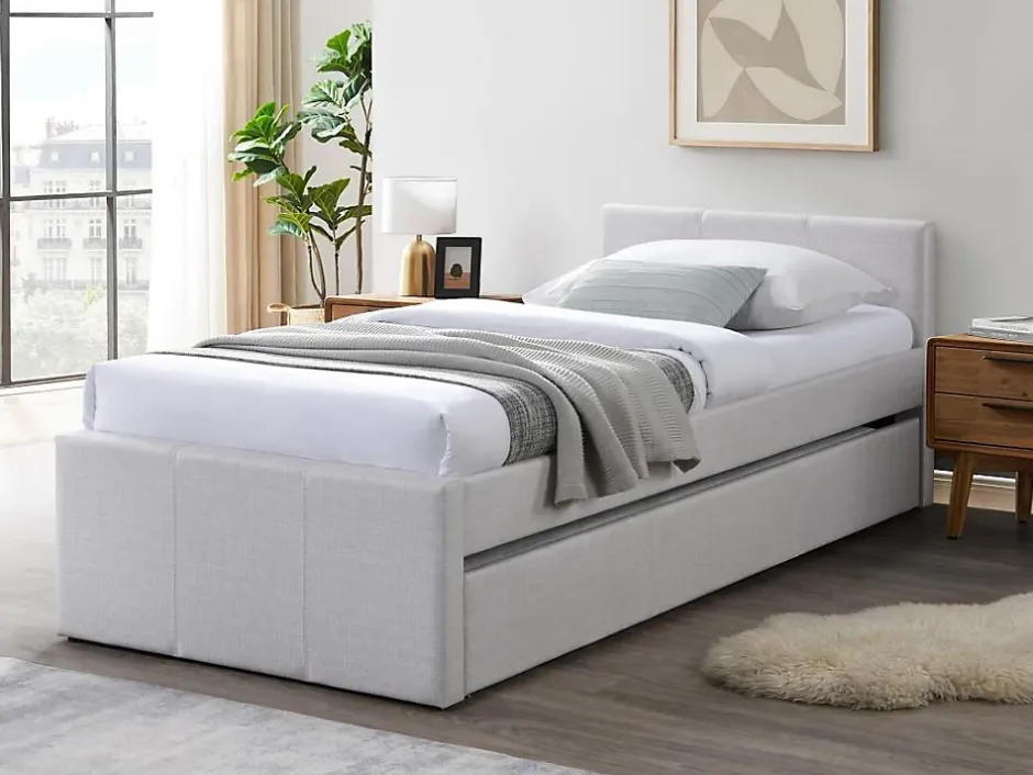 Vente-unique Lit gigogne 90 x 190 cm - Tissu - Beige - DORITALO Sale