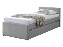 Enfant Vente-unique Lit gigogne 90 x 190 cm - Tissu - Gris - DORITALO