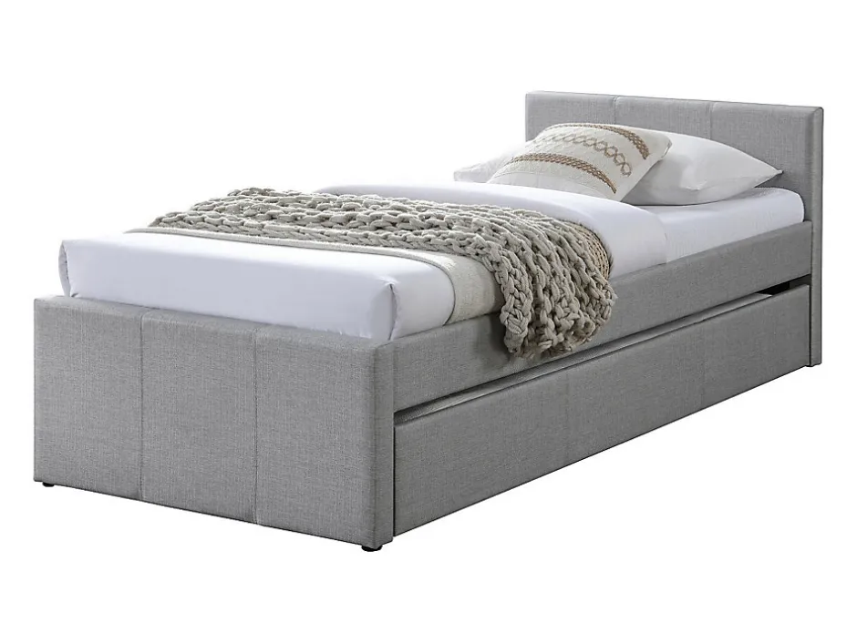 Enfant Vente-unique Lit gigogne 90 x 190 cm - Tissu - Gris - DORITALO