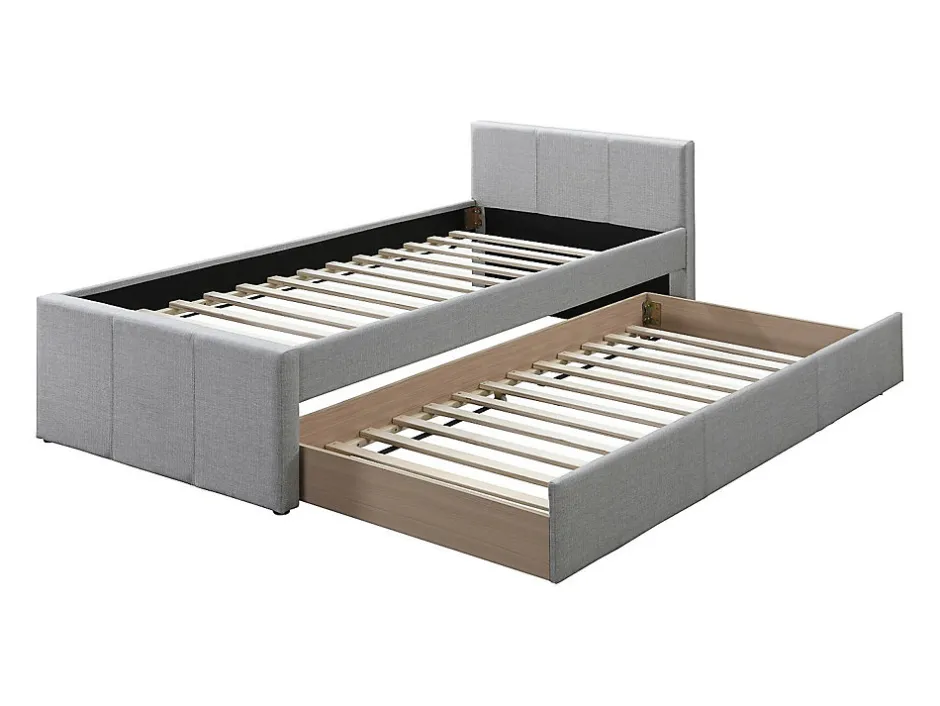 Enfant Vente-unique Lit gigogne 90 x 190 cm - Tissu - Gris - DORITALO