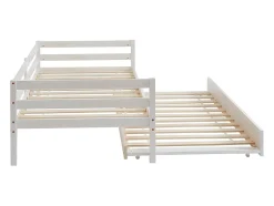 Vente-unique Lit gigogne AEDAN II - 2 x 90 x 190 cm - Pin massif et MDF - Blanchi Hot