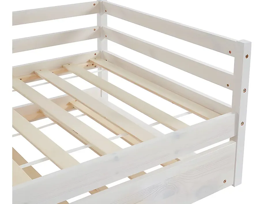 Vente-unique Lit gigogne AEDAN II - 2 x 90 x 190 cm - Pin massif et MDF - Blanchi Hot
