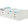 Idimex Lit gigogne avec rangements JESSY, 90 x 190 cm en pin massif lasuré blanc Online