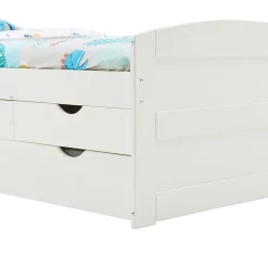Idimex Lit gigogne avec rangements JESSY, 90 x 190 cm en pin massif lasuré blanc Online