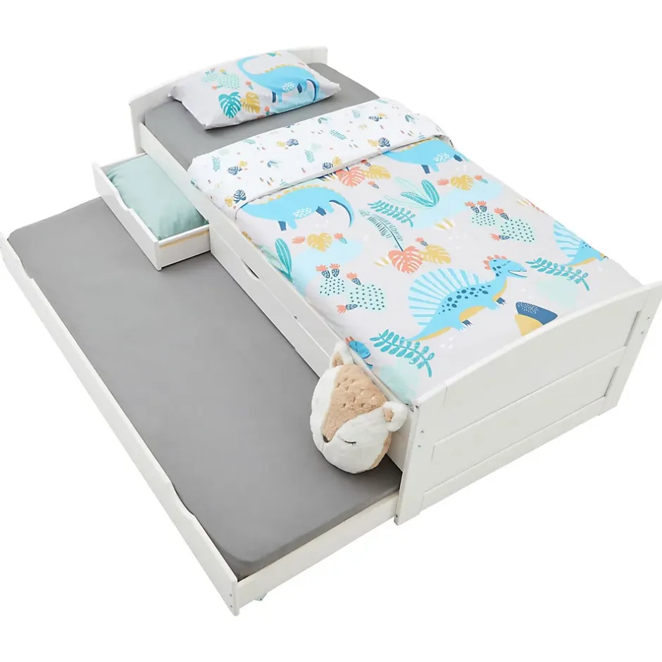 Idimex Lit gigogne avec rangements JESSY, 90 x 190 cm en pin massif lasuré blanc Online