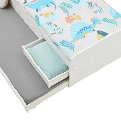 Idimex Lit gigogne avec rangements JESSY, 90 x 190 cm en pin massif lasuré blanc Online