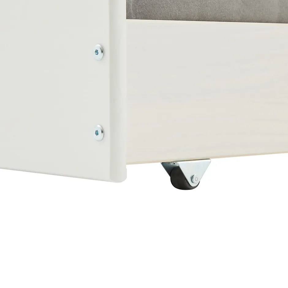 Idimex Lit gigogne avec rangements JESSY, 90 x 190 cm en pin massif lasuré blanc Online