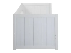 Vente-unique Lit gigogne banquette 90 x 190 ou 174 x 190 cm - Avec sommier peigne et tiroir - Pin et MDF - Blanc - ALFIERO II