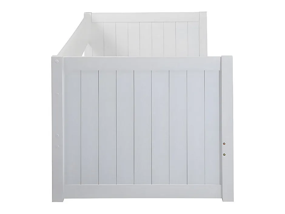 Vente-unique Lit gigogne banquette 90 x 190 ou 174 x 190 cm - Avec sommier peigne et tiroir - Pin et MDF - Blanc - ALFIERO II