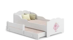 Htmeubles Lit gigogne blanc ARMONA - Princesse rose - 2 x 160 cm x 80 cm
