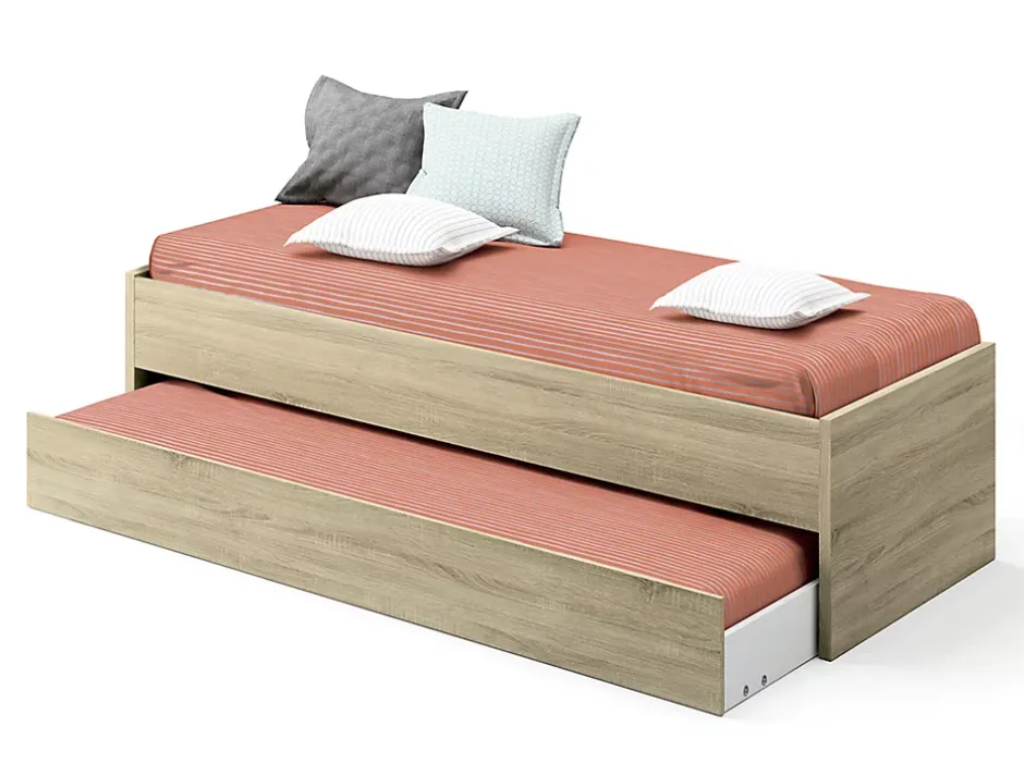 Pegane Lit gigogne coloris Cambrian - Hauteur 54 x Longueur 202 x Profondeur 97 cm Clearance