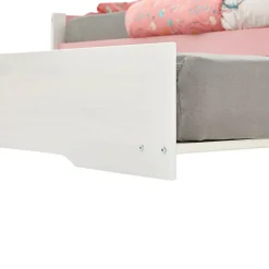 Idimex Lit gigogne LORENA en pin massif, 90 x 190 cm, lasuré blanc et rose