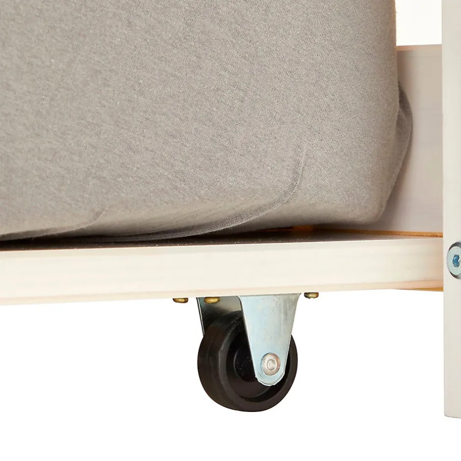 Idimex Lit gigogne LORENA en pin massif, 90 x 190 cm, lasuré blanc et rose