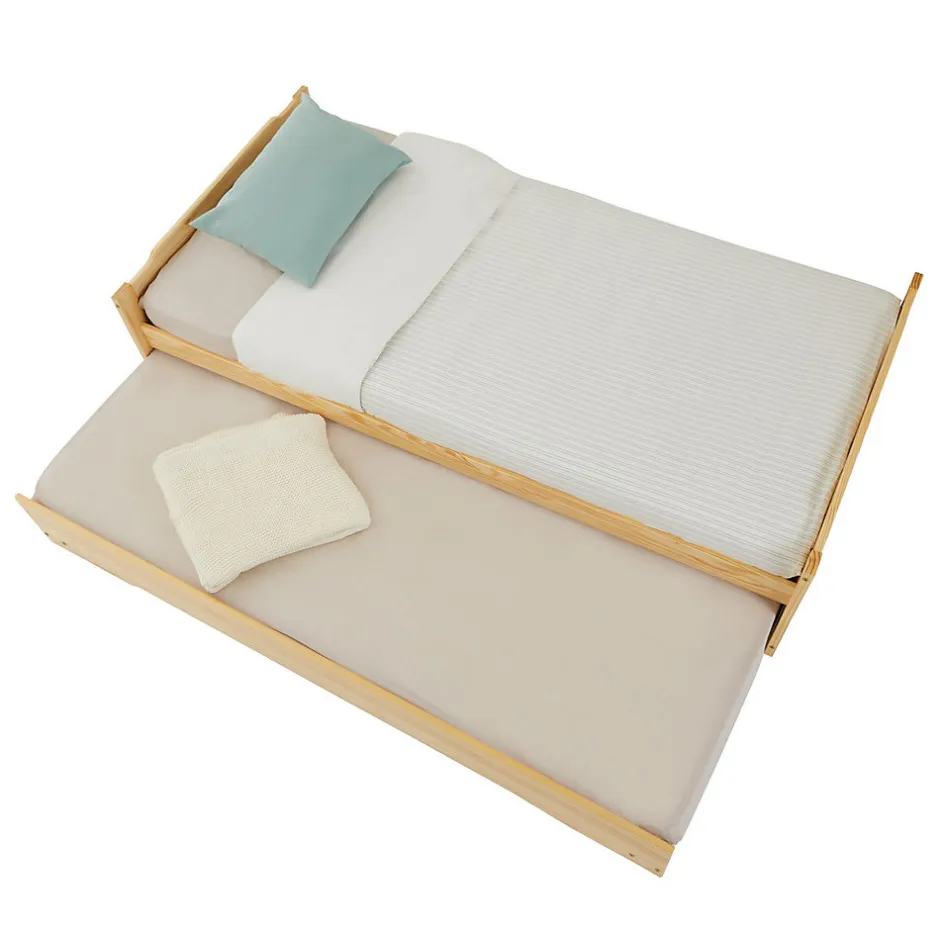 Idimex Lit gigogne LORENA en pin massif, 90 x 190 cm, vernis naturel et blanc