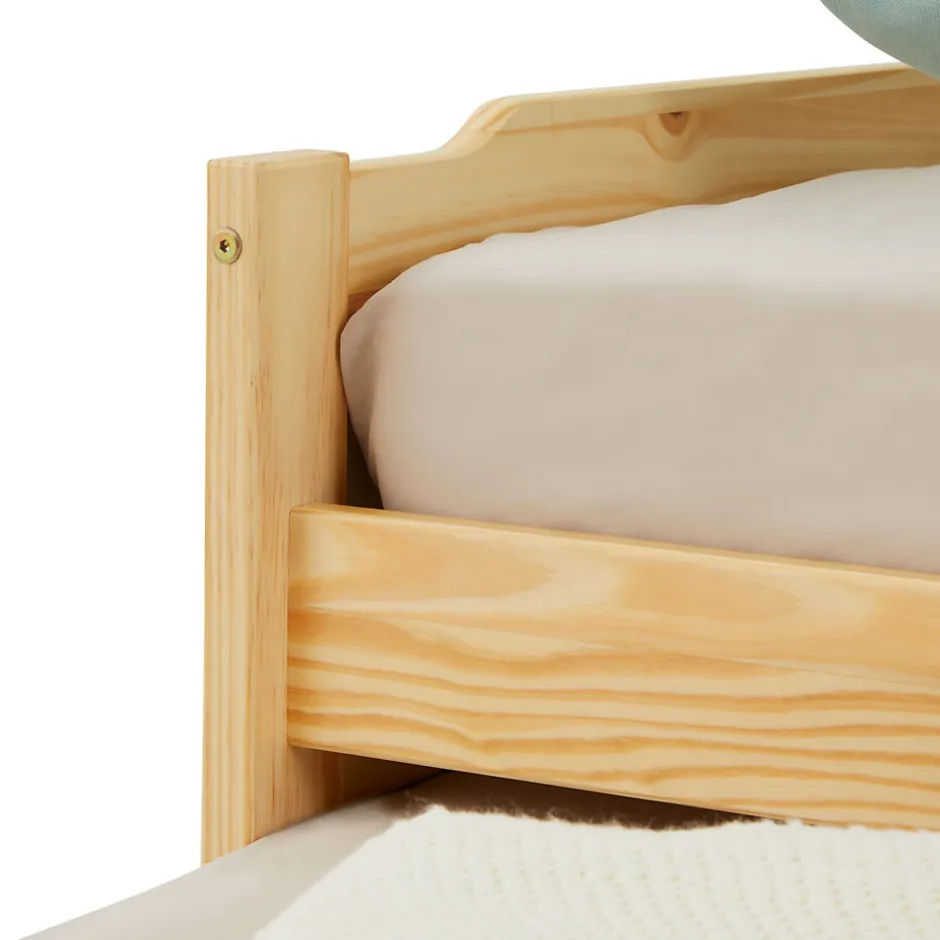 Idimex Lit gigogne LORENA en pin massif, 90 x 190 cm, vernis naturel et blanc
