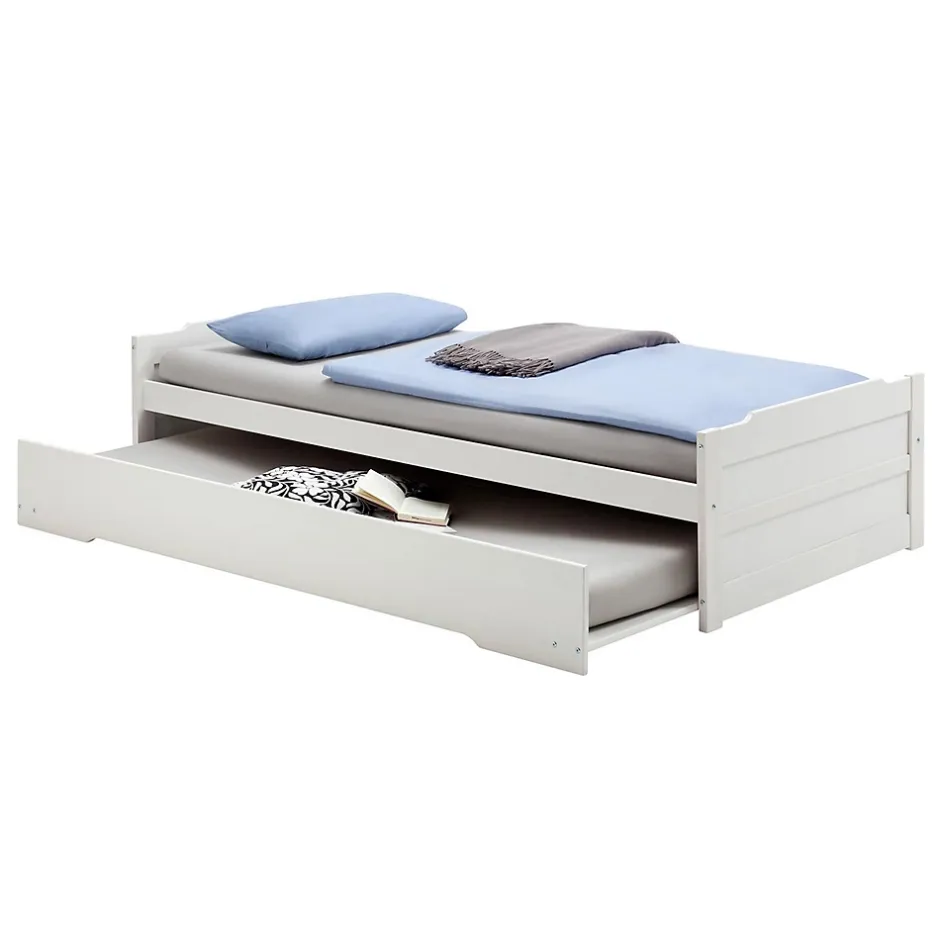 Idimex Lit gigogne LORENA en pin massif, 90 x 190 cm, lasuré blanc New