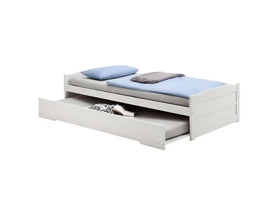 Idimex Lit gigogne LORENA en pin massif, 90 x 190 cm, lasuré blanc New