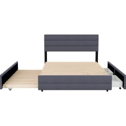 ProximaX Lit gigogne pour adulte et enfant 140 x 200cm & 90 x 190cm avec broche pour deux personnes et deux tiroirs, gris Best
