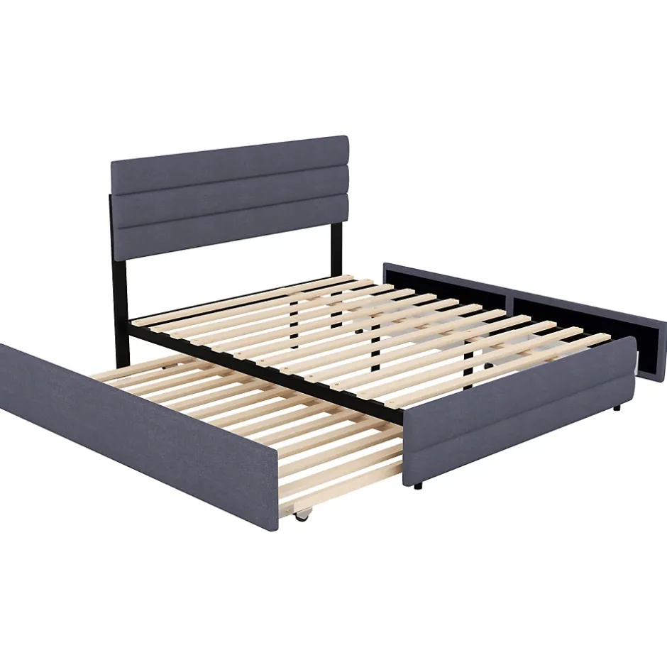 ProximaX Lit gigogne pour adulte et enfant 140 x 200cm & 90 x 190cm avec broche pour deux personnes et deux tiroirs, gris Best