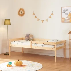 [En.Casa] Lit gigogne pour enfant Sonkajärvi avec 2 tiroirs bois de pin 90 x 200 cm naturel en.casa