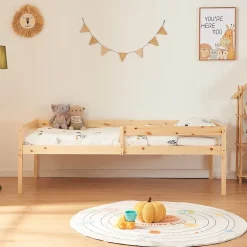 [En.Casa] Lit gigogne pour enfant Sonkajärvi avec 2 tiroirs bois de pin 90 x 200 cm naturel en.casa