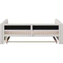 Okwish Lit Gigogne 90x200 à 180x200 cm - Lit avec Rangement Intégré et Éclairage LED - Beige