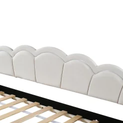 Okwish Lit Gigogne 90x200 cm - avec lit tiroir 90x190 cm et éclairage LED ambiant - sans matelas - revêtement en velours élégant - Beige