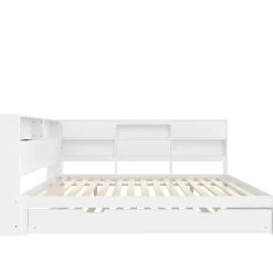 Okwish Lit Gigogne 140x200 cm - Daybed Multifonction avec Tête de Lit et Lit Tiroir - Sans Matelas - Bois Blanc Discount