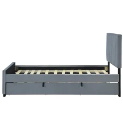 Okwish Lit Gigogne 90x190 cm - Lit avec Lit Supplémentaire, Tissu Velours Doux, Gris, Sans Matelas