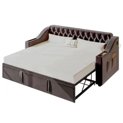 Okwish Lit Gigogne 90x190 cm - Lit Enfant en Velours avec Rangement et Port USB, Sommier à Lattes, Sans Matelas, Gris Foncé