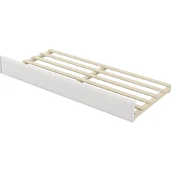 Okwish Lit gigogne 90x200 cm - Lit simple avec port USB et bande LED - Bois - Sans matelas - Blanc New