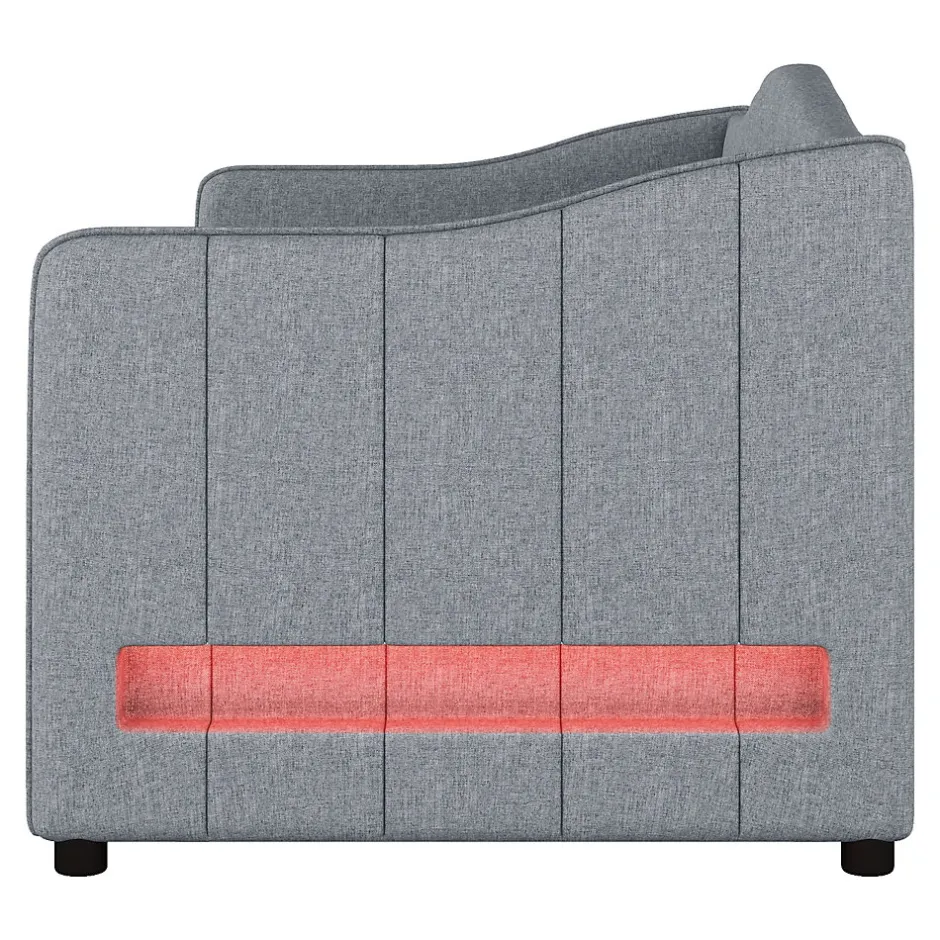 Okwish Lit gigogne 90x200 cm - Lit simple avec lit tiroir et sommier à lattes - Lin + MDF - Sans matelas - Gris