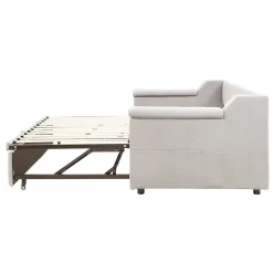 Okwish Lit Gigogne 90/180x190 cm - Lit Simple avec Rangement et Accoudoirs Larges, Système Bluetooth USB, Velours Beige Sale