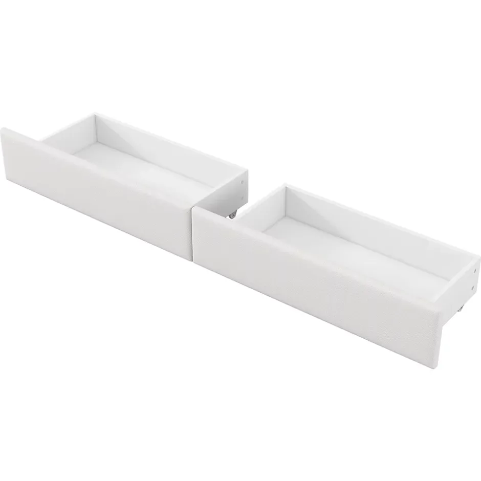 Okwish Lit gigogne 90x200 cm - Lit simple avec port USB et bande LED - Bois - Sans matelas - Blanc