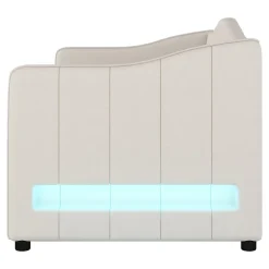Okwish Lit gigogne 90x200 cm - Lit simple avec lit tiroir et sommier à lattes - Lin + MDF - Sans matelas - Beige Outlet
