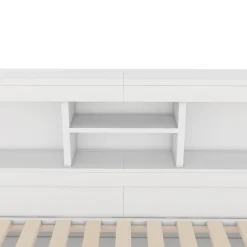 Okwish Lit gigogne 90x200 cm ado/enfant avec tiroir coulissant, LED télécommandée, ports USB, prise électrique et rangement - blanc Sale