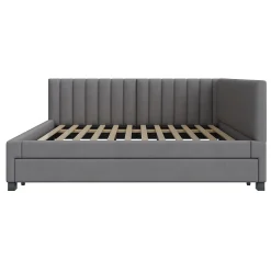 Okwish Lit Gigogne 140x200 cm avec Sommier à Lattes et Lit Tiroir Multifonction - Sans Matelas - Velours Gris Hot