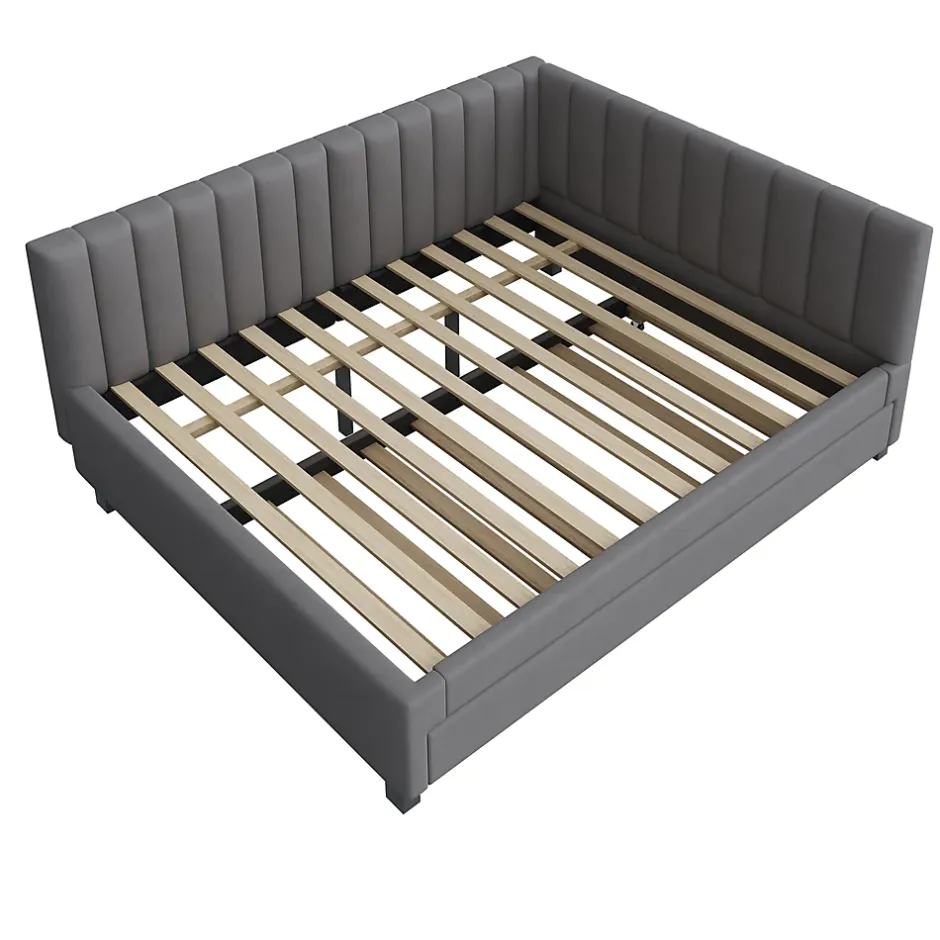 Okwish Lit Gigogne 140x200 cm avec Sommier à Lattes et Lit Tiroir Multifonction - Sans Matelas - Velours Gris Hot