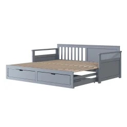 Okwish Lit Gigogne 90/180x190 cm Bois Gris avec Tiroirs et Lit Sur Roulettes, Multifonction pour Chambre enfant, Gris Discount